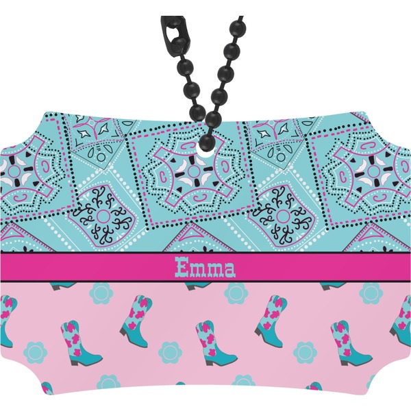 Custom Cowgirl Rear View Mirror Ornament (Personalized)