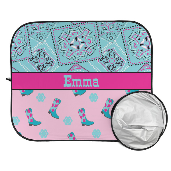 Cowgirl Car Sun Shades - FOLDED & UNFOLDED