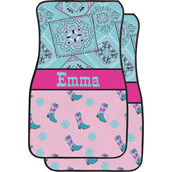 Custom Cowgirl Car Floor Mats (Front Seat) (Personalized)