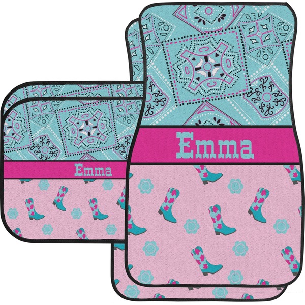 Custom Cowgirl Car Floor Mats Set - 2 Front & 2 Back (Personalized)