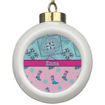 Cowgirl Ceramic Ball Ornament (Personalized)