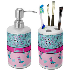 Cowgirl Ceramic Bathroom Accessories Set (Personalized)