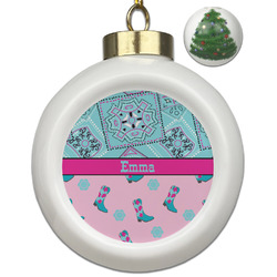 Cowgirl Ceramic Ball Ornament - Christmas Tree (Personalized)