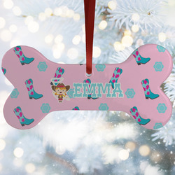 Cowgirl Ceramic Dog Ornament w/ Name or Text