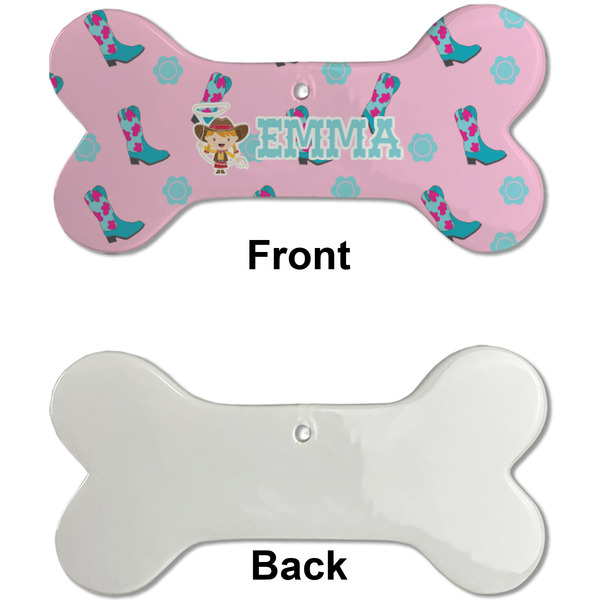 Cowgirl Ceramic Flat Ornament - Bone Front & Back Single Print (APPROVAL)