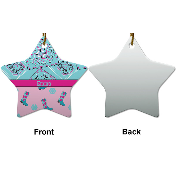 Cowgirl Ceramic Flat Ornament - Star Front & Back (APPROVAL)
