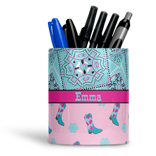 Custom Cowgirl Ceramic Pen Holder