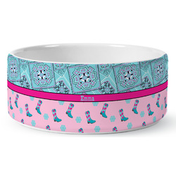 Cowgirl Ceramic Dog Bowl - Large (Personalized)