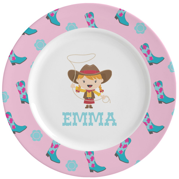 Custom Cowgirl Ceramic Dinner Plates (Set of 4) (Personalized)