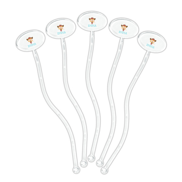 Cowgirl Clear Plastic 7" Stir Stick - Oval - Fan