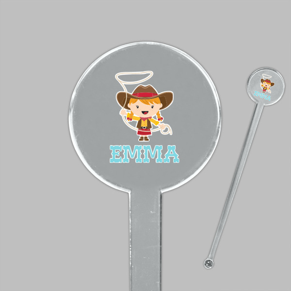 Cowgirl Clear Plastic 7" Stir Stick - Round - Closeup