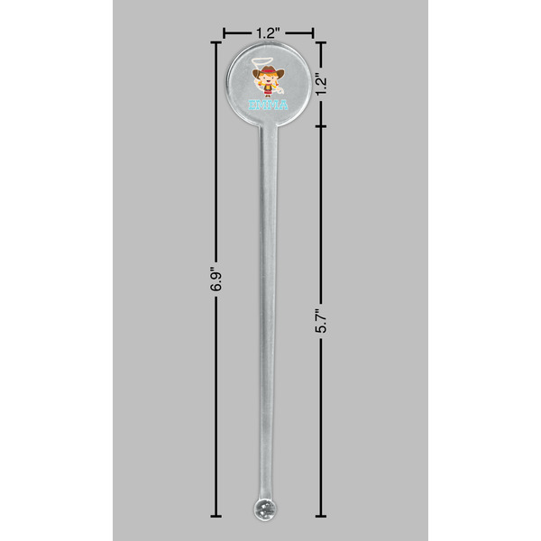 Cowgirl Clear Plastic 7" Stir Stick - Round - Dimensions