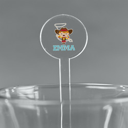 Cowgirl 5.5" Round Plastic Stir Sticks - Clear (Personalized)