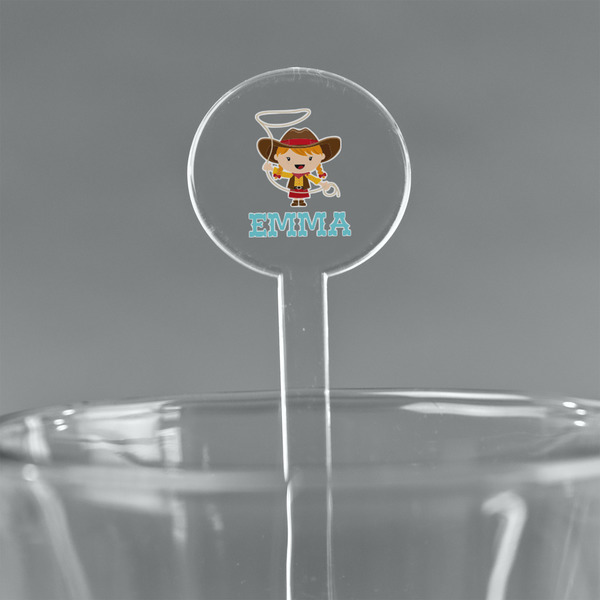 Custom Cowgirl 5.5" Round Plastic Stir Sticks - Clear (Personalized)