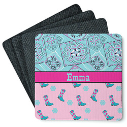 Cowgirl Square Rubber Backed Coasters - Set of 4 (Personalized)