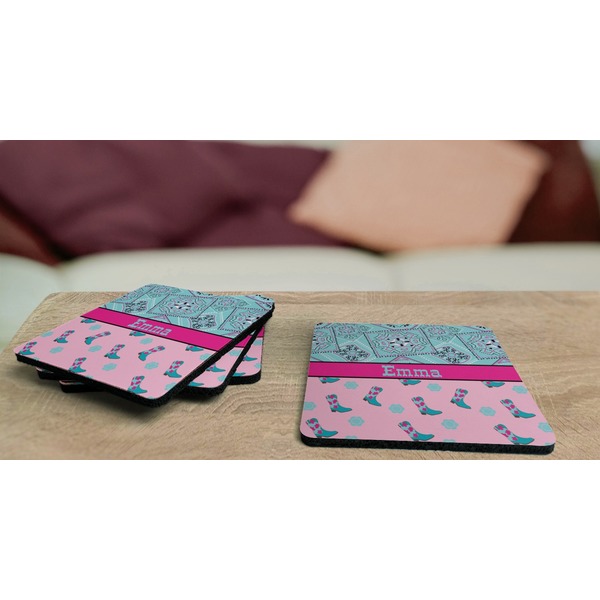 Cowgirl Coaster Rubber Back - On Coffee Table