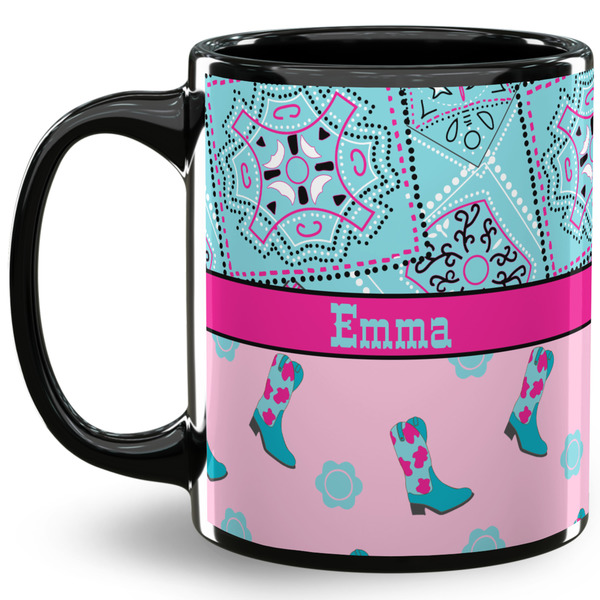 Custom Cowgirl 11 Oz Coffee Mug - Black (Personalized)