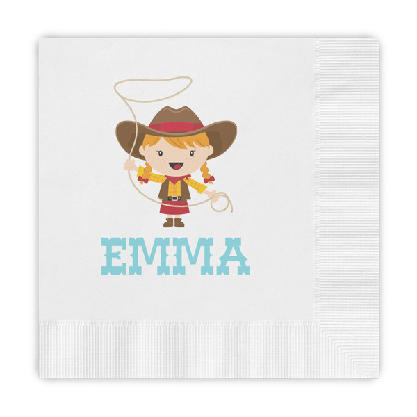 Custom Cowgirl Embossed Decorative Napkins (Personalized)