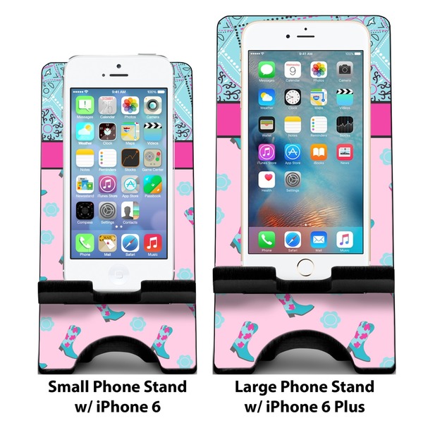 Cowgirl Compare Phone Stand Sizes - with iPhones