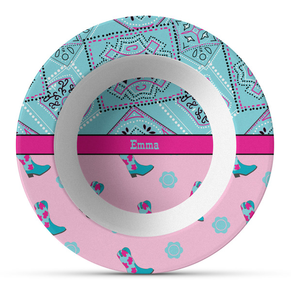 Custom Cowgirl Plastic Bowl - Microwave Safe - Composite Polymer (Personalized)