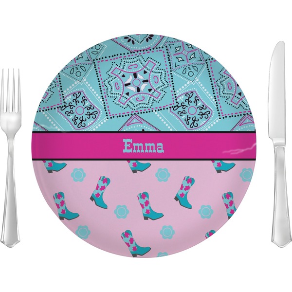 Custom Cowgirl 10" Glass Lunch / Dinner Plates - Single or Set (Personalized)