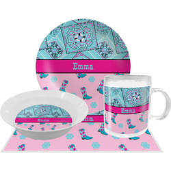 Cowgirl Dinner Set - Single 4 Pc Setting w/ Name or Text