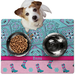 Cowgirl Dog Food Mat - Medium w/ Name or Text