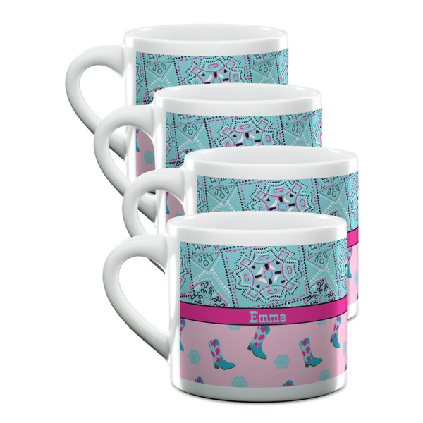 Custom Cowgirl Double Shot Espresso Cups - Set of 4 (Personalized)
