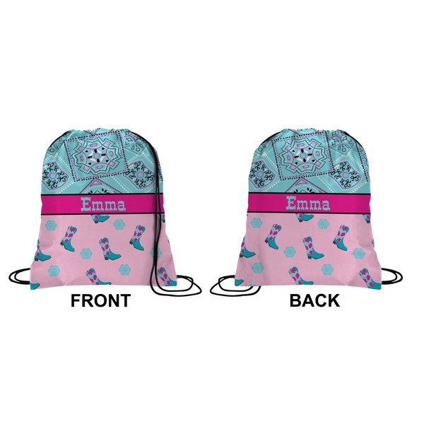 Cowgirl Drawstring Backpack Front & Back Small