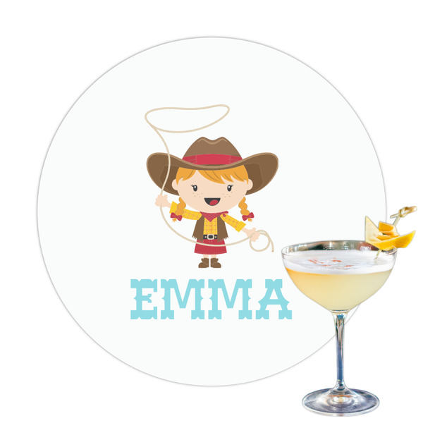 Custom Cowgirl Printed Drink Topper - 3.25" (Personalized)
