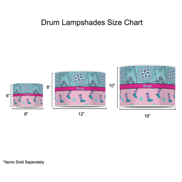 Cowgirl Drum Lampshades - Sizing Chart
