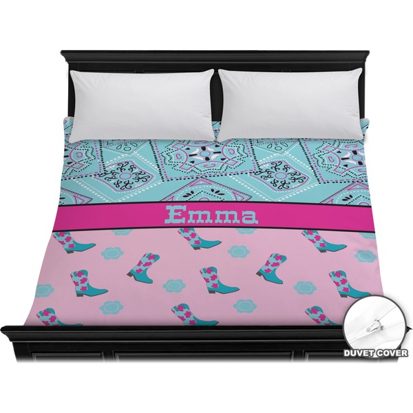 Custom Cowgirl Duvet Cover - King (Personalized)