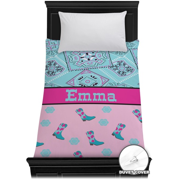 Custom Cowgirl Duvet Cover - Twin (Personalized)