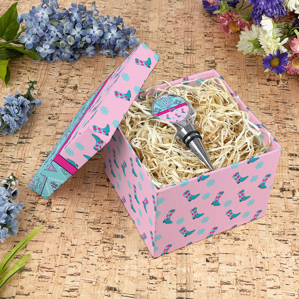 Cowgirl Gift Boxes with Lid - Canvas Wrapped - Medium - In Context