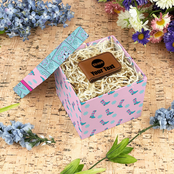 Cowgirl Gift Boxes with Lid - Canvas Wrapped - Small - In Context