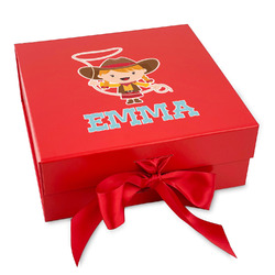 Cowgirl Gift Box with Magnetic Lid - Red (Personalized)