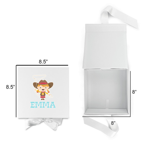 Cowgirl Gift Boxes with Magnetic Lid - White - Open & Closed
