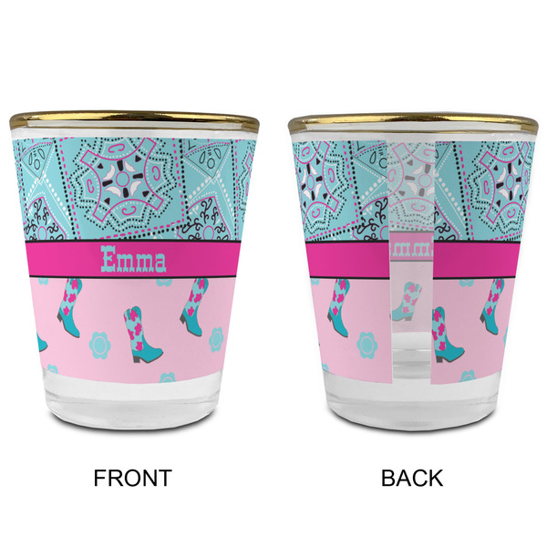 Cowgirl Glass Shot Glass - with gold rim - APPROVAL