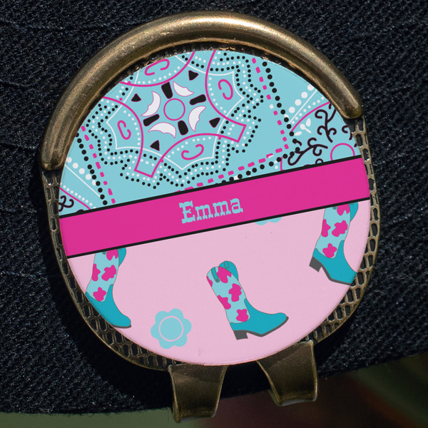 Cowgirl Golf Ball Marker Hat Clip - Gold - Close Up
