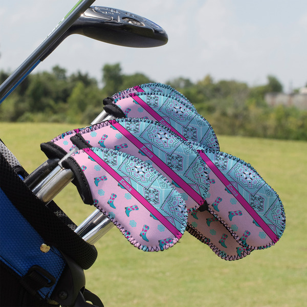Custom Cowgirl Golf Club Iron Cover - Set of 9 (Personalized)