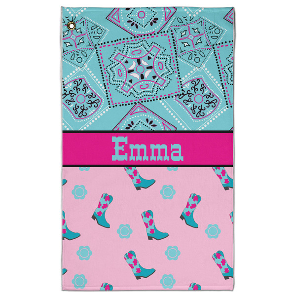 Custom Cowgirl Golf Towel - Poly-Cotton Blend - Large w/ Name or Text