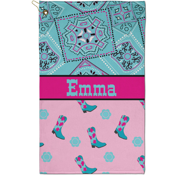 Custom Cowgirl Golf Towel - Poly-Cotton Blend - Small w/ Name or Text