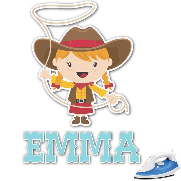 Custom Cowgirl Graphic Iron On Transfer - Up to 15"x15" (Personalized)