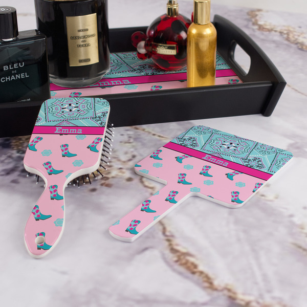Cowgirl Hair Brush and Hand Mirror - Bathroom Scene
