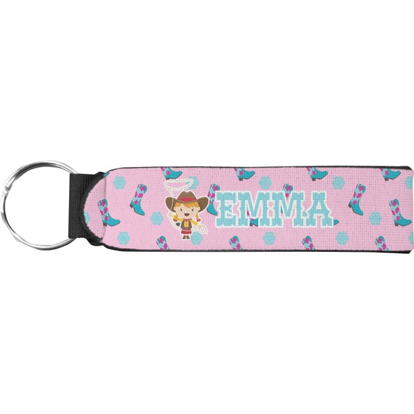 Custom Cowgirl Neoprene Keychain Fob (Personalized)
