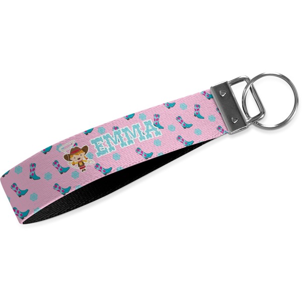 Custom Cowgirl Wristlet Webbing Keychain Fob (Personalized)