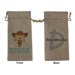 Cowgirl Large Burlap Gift Bag - Front & Back (Personalized)
