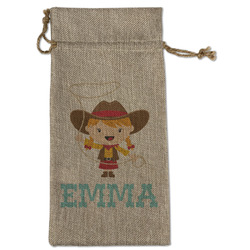 Cowgirl Large Burlap Gift Bag - Front (Personalized)