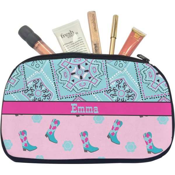 Custom Cowgirl Makeup / Cosmetic Bag - Medium (Personalized)