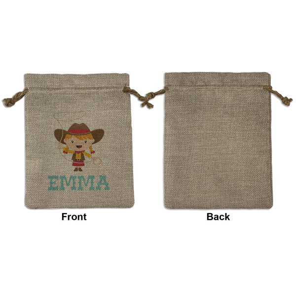 Cowgirl Medium Burlap Gift Bag - Front Approval
